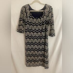 Chris McLaughlin Floral Dress.  Size 10.  Blue and White!  EUC!